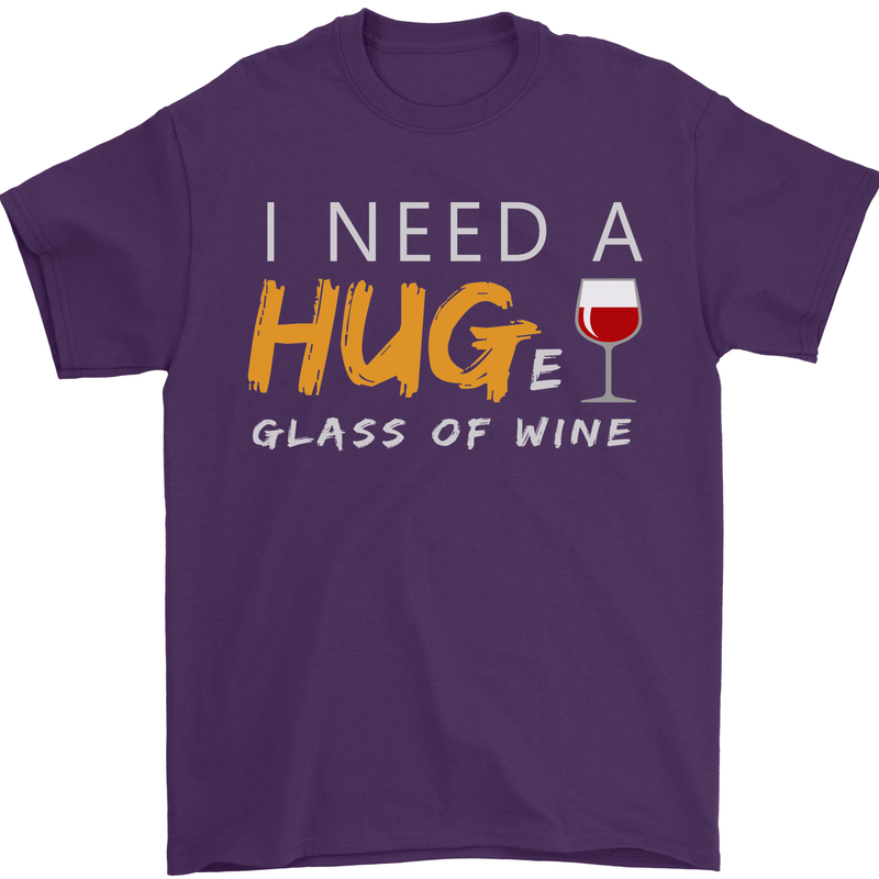 I Need a Huge Glass of Red Wine Funny Mens T-Shirt Cotton Gildan Purple