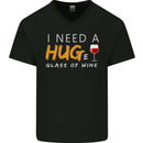 I Need a Huge Glass of Red Wine Funny Mens V-Neck Cotton T-Shirt Black