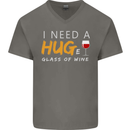 I Need a Huge Glass of Red Wine Funny Mens V-Neck Cotton T-Shirt Charcoal
