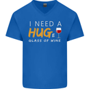 I Need a Huge Glass of Red Wine Funny Mens V-Neck Cotton T-Shirt Royal Blue