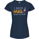 I Need a Huge Glass of Red Wine Funny Womens Petite Cut T-Shirt Navy Blue
