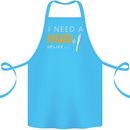I Need a Huge Spliff Funny Weed Cannabis Cotton Apron 100% Organic Turquoise