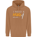 I Need a Huge Spliff Funny Weed Cannabis Mens 80% Cotton Hoodie Caramel Latte