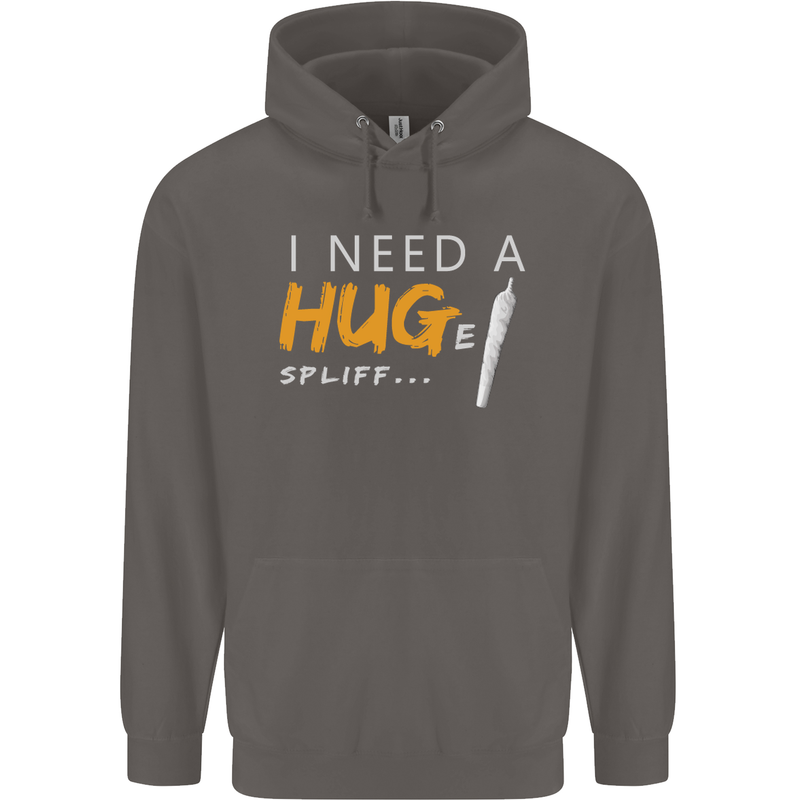 I Need a Huge Spliff Funny Weed Cannabis Mens 80% Cotton Hoodie Charcoal