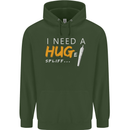 I Need a Huge Spliff Funny Weed Cannabis Mens 80% Cotton Hoodie Forest Green