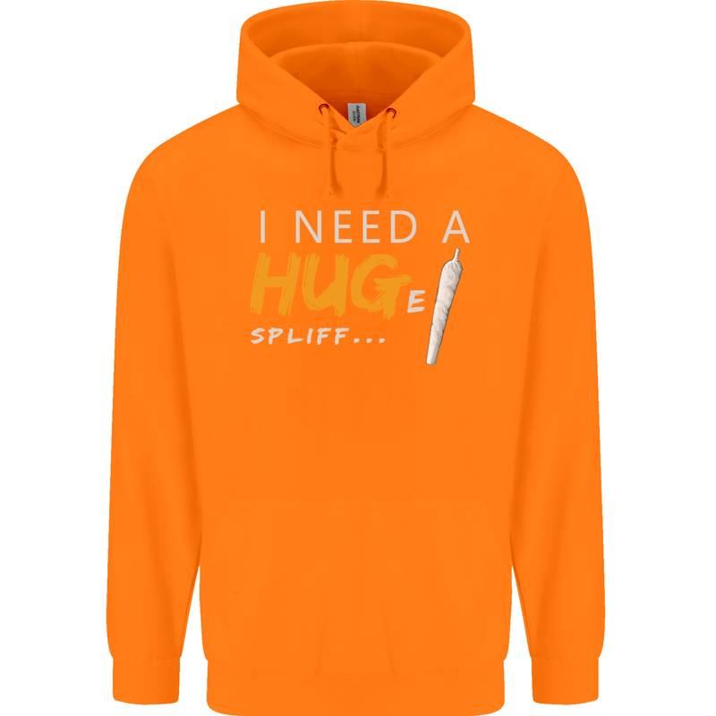 I Need a Huge Spliff Funny Weed Cannabis Mens 80% Cotton Hoodie Orange
