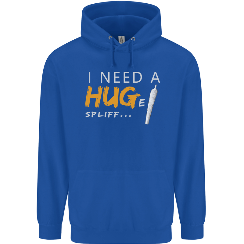I Need a Huge Spliff Funny Weed Cannabis Mens 80% Cotton Hoodie Royal Blue
