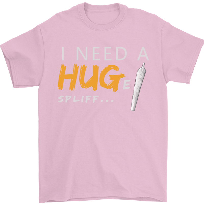 I Need a Huge Spliff Funny Weed Cannabis Mens T-Shirt Cotton Gildan Light Pink