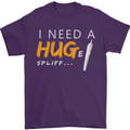 I Need a Huge Spliff Funny Weed Cannabis Mens T-Shirt Cotton Gildan Purple