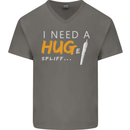 I Need a Huge Spliff Funny Weed Cannabis Mens V-Neck Cotton T-Shirt Charcoal