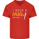 I Need a Huge Spliff Funny Weed Cannabis Mens V-Neck Cotton T-Shirt Red