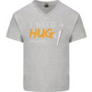 I Need a Huge Spliff Funny Weed Cannabis Mens V-Neck Cotton T-Shirt Sports Grey