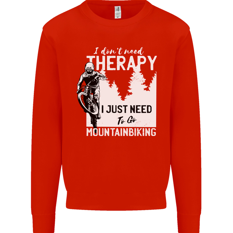 I Need to Go Mountain Biking Funny Cycling Kids Sweatshirt Jumper Bright Red