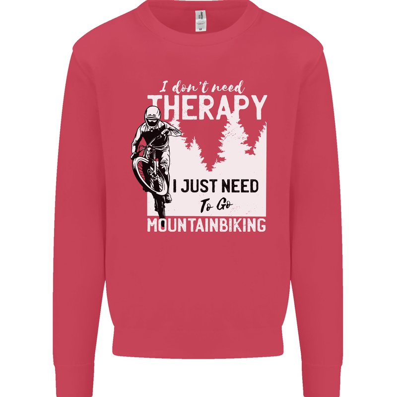 I Need to Go Mountain Biking Funny Cycling Kids Sweatshirt Jumper Heliconia
