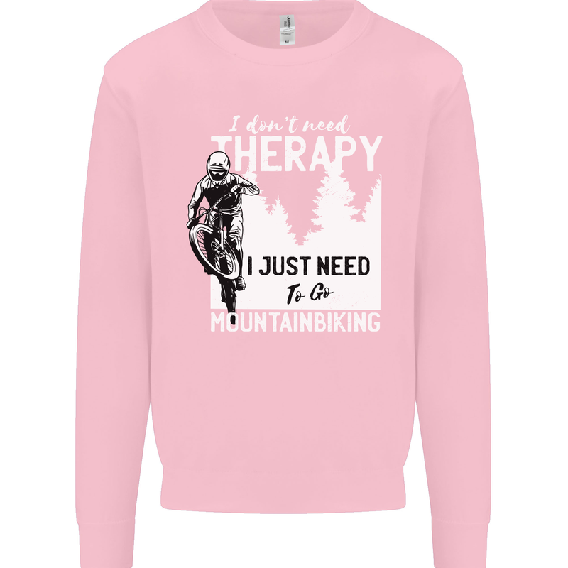 I Need to Go Mountain Biking Funny Cycling Kids Sweatshirt Jumper Light Pink
