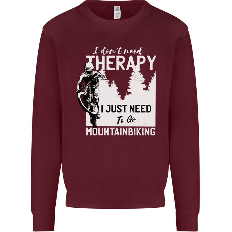 I Need to Go Mountain Biking Funny Cycling Kids Sweatshirt Jumper Maroon