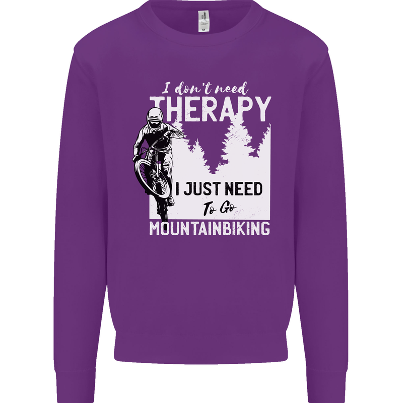 I Need to Go Mountain Biking Funny Cycling Kids Sweatshirt Jumper Purple