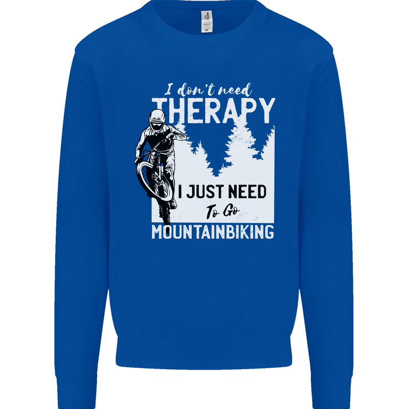 I Need to Go Mountain Biking Funny Cycling Kids Sweatshirt Jumper Royal Blue