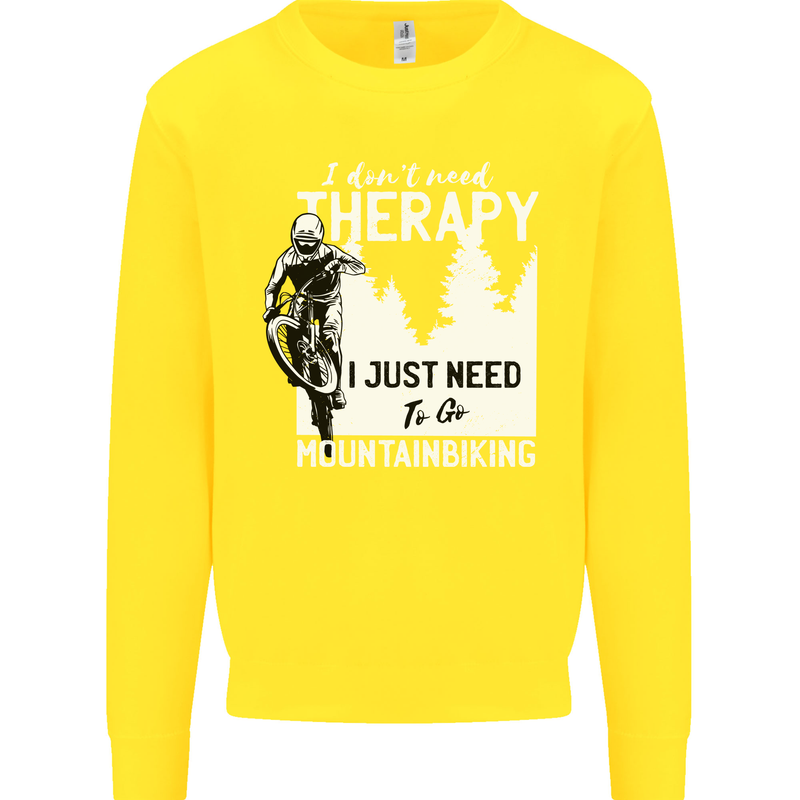 I Need to Go Mountain Biking Funny Cycling Kids Sweatshirt Jumper Yellow