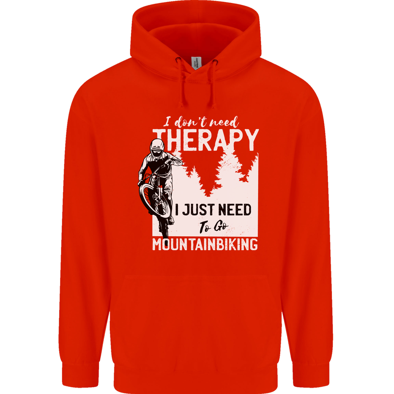 I Need to Go Mountain Biking Funny Cycling Mens 80% Cotton Hoodie Bright Red