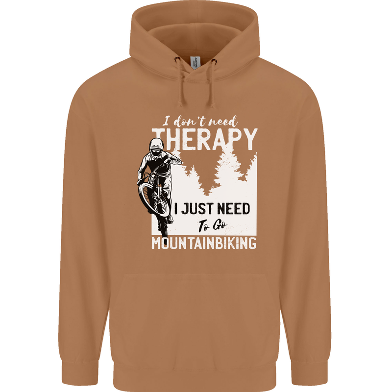 I Need to Go Mountain Biking Funny Cycling Mens 80% Cotton Hoodie Caramel Latte