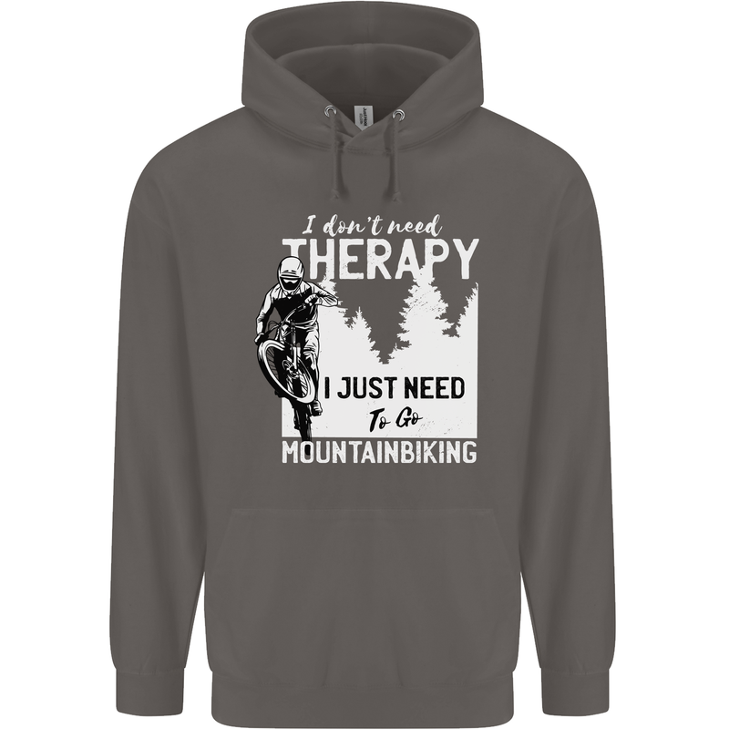I Need to Go Mountain Biking Funny Cycling Mens 80% Cotton Hoodie Charcoal