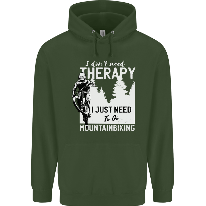 I Need to Go Mountain Biking Funny Cycling Mens 80% Cotton Hoodie Forest Green