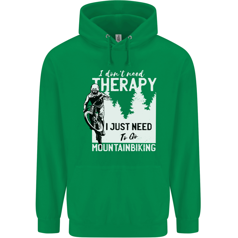 I Need to Go Mountain Biking Funny Cycling Mens 80% Cotton Hoodie Irish Green