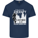 I Need to Go Mountain Biking Funny Cycling Mens V-Neck Cotton T-Shirt Navy Blue