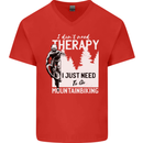 I Need to Go Mountain Biking Funny Cycling Mens V-Neck Cotton T-Shirt Red