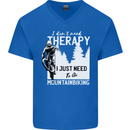 I Need to Go Mountain Biking Funny Cycling Mens V-Neck Cotton T-Shirt Royal Blue