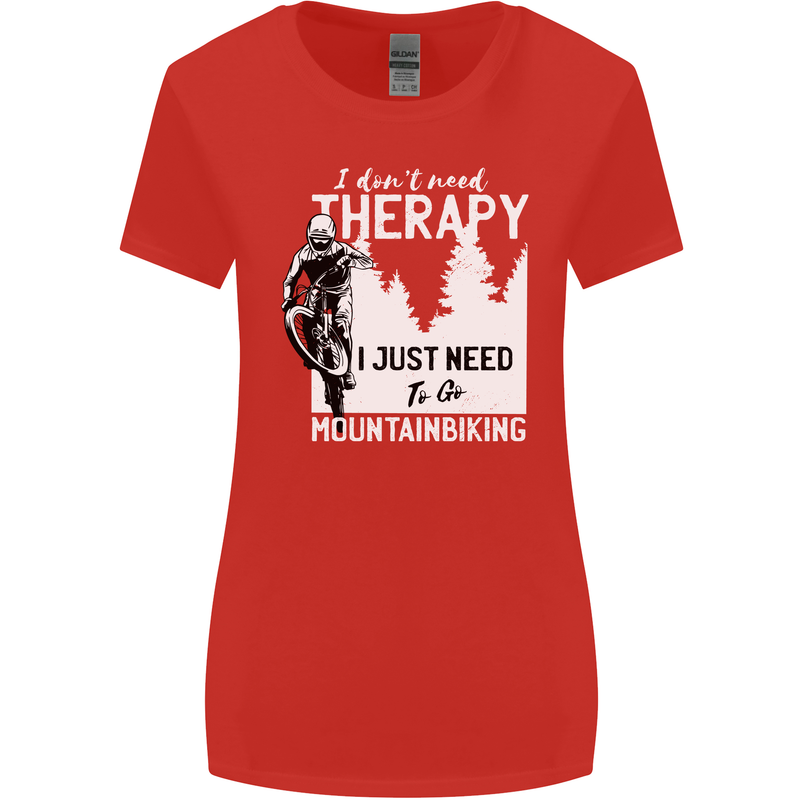 I Need to Go Mountain Biking Funny Cycling Womens Wider Cut T-Shirt Red