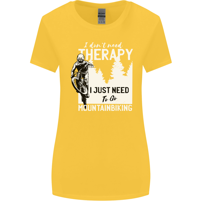 I Need to Go Mountain Biking Funny Cycling Womens Wider Cut T-Shirt Yellow