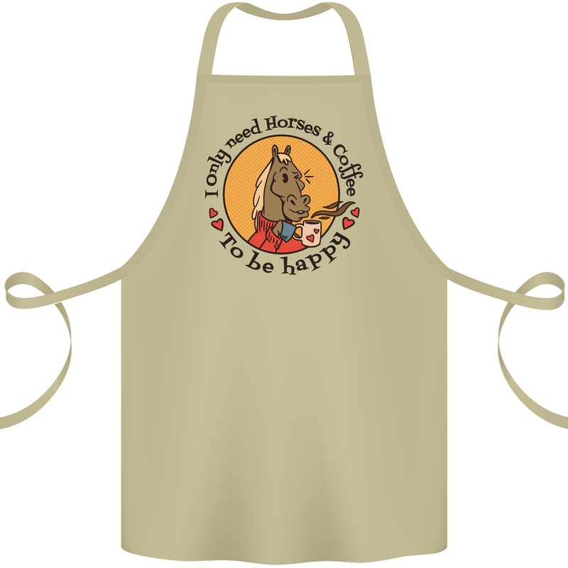 I Only Need Horses and Coffee Equestrian Cotton Apron 100% Organic Khaki