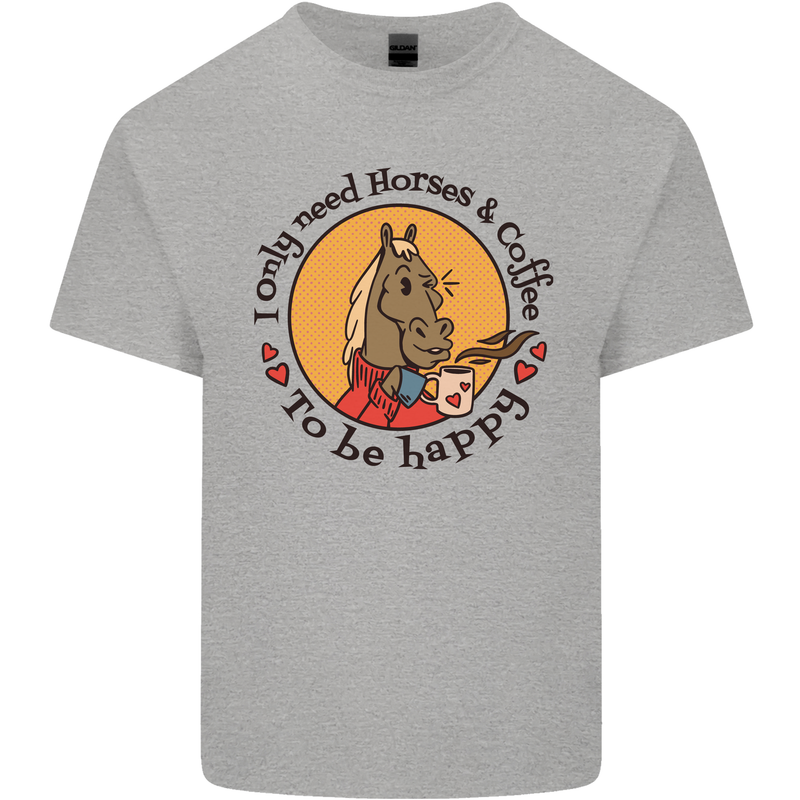 I Only Need Horses and Coffee Equestrian Mens Cotton T-Shirt Tee Top Sports Grey