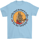 I Only Need Horses and Coffee Equestrian Mens T-Shirt 100% Cotton Light Blue
