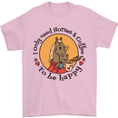 I Only Need Horses and Coffee Equestrian Mens T-Shirt 100% Cotton Light Pink