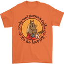I Only Need Horses and Coffee Equestrian Mens T-Shirt 100% Cotton Orange