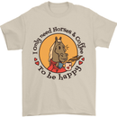 I Only Need Horses and Coffee Equestrian Mens T-Shirt 100% Cotton Sand