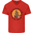 I Only Need Horses and Coffee Equestrian Mens V-Neck Cotton T-Shirt Red