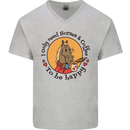 I Only Need Horses and Coffee Equestrian Mens V-Neck Cotton T-Shirt Sports Grey