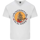 I Only Need Horses and Coffee Equestrian Mens V-Neck Cotton T-Shirt White