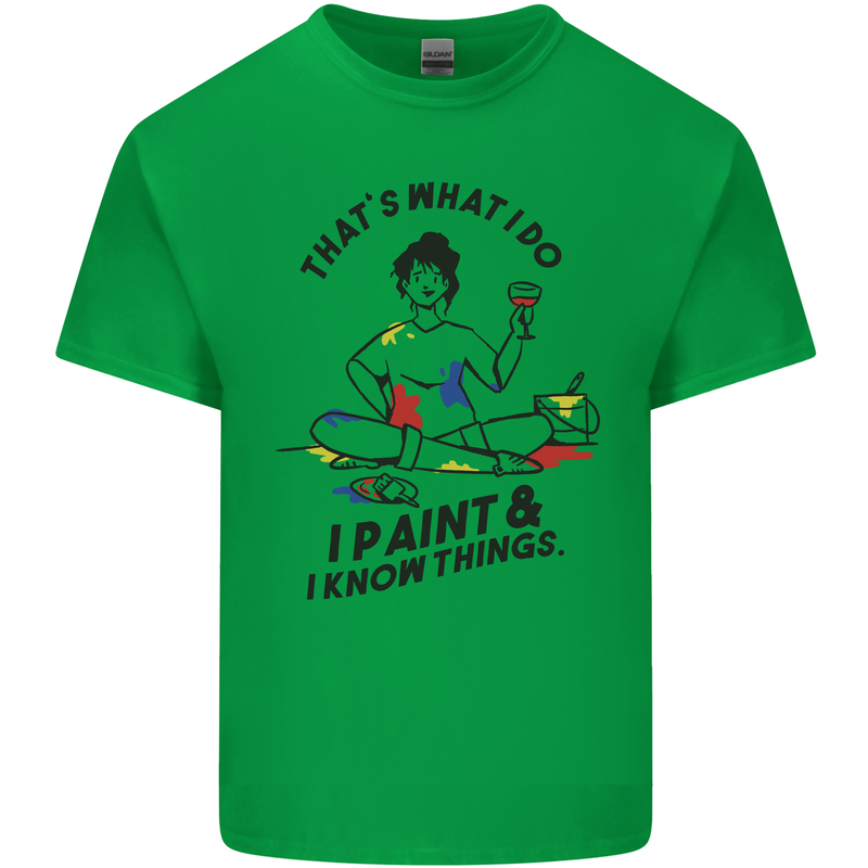 I Paint & I Know Things Artist Art Kids T-Shirt Childrens Irish Green