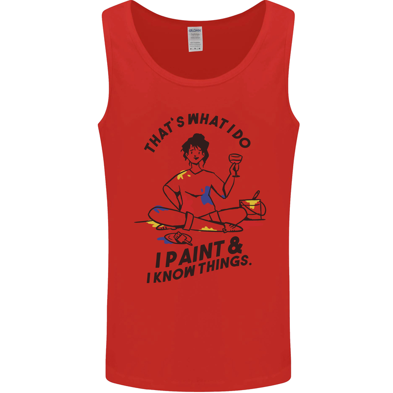 I Paint & I Know Things Artist Art Mens Vest Tank Top Red