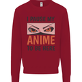 I Paused My Anime To Be Here Funny Kids Sweatshirt Jumper Red