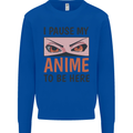 I Paused My Anime To Be Here Funny Kids Sweatshirt Jumper Royal Blue