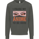 I Paused My Anime To Be Here Funny Kids Sweatshirt Jumper Storm Grey