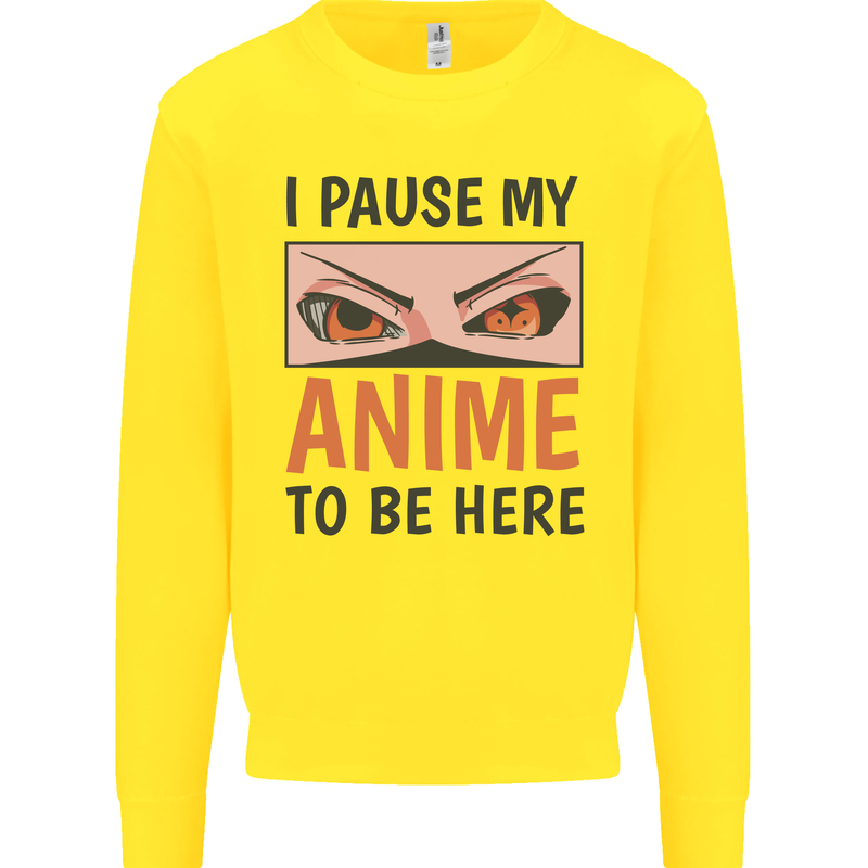 I Paused My Anime To Be Here Funny Kids Sweatshirt Jumper Yellow
