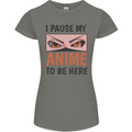 I Paused My Anime To Be Here Funny Womens Petite Cut T-Shirt Charcoal
