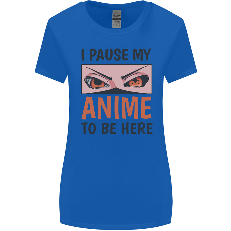 I Paused My Anime To Be Here Funny Womens Wider Cut T-Shirt Royal Blue